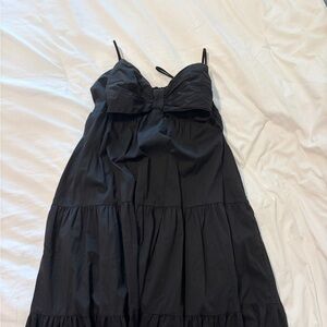 Reset Black Tiered Bow-Front Spaghetti Strap Dress
